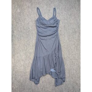Y2K Babydoll Fairy Dress Blue Sparkle Party Dress Ruched Asymmetric Handkerchief